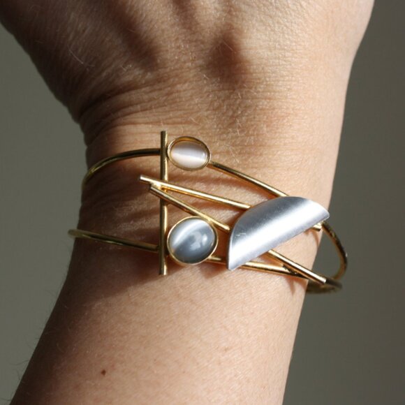 Vintage Modernist Christopher Poly Cuff Bracelet Small wrist - Picture 1 of 5